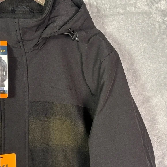 NWT New Pendleton Green Black Plaid Wool Blend Full Zip Hooded Jacket Size XXL
